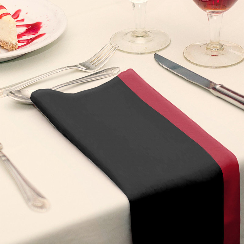 Striped Square Napkin, 22" x 22", Black/Red/Black, Cotton Twill