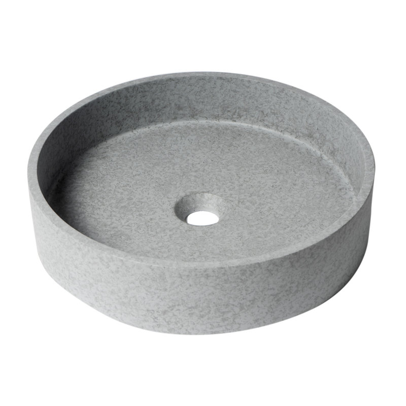 Alfi Brand 15.75'' Matte Gray Natural Stone Circular Bathroom Sink