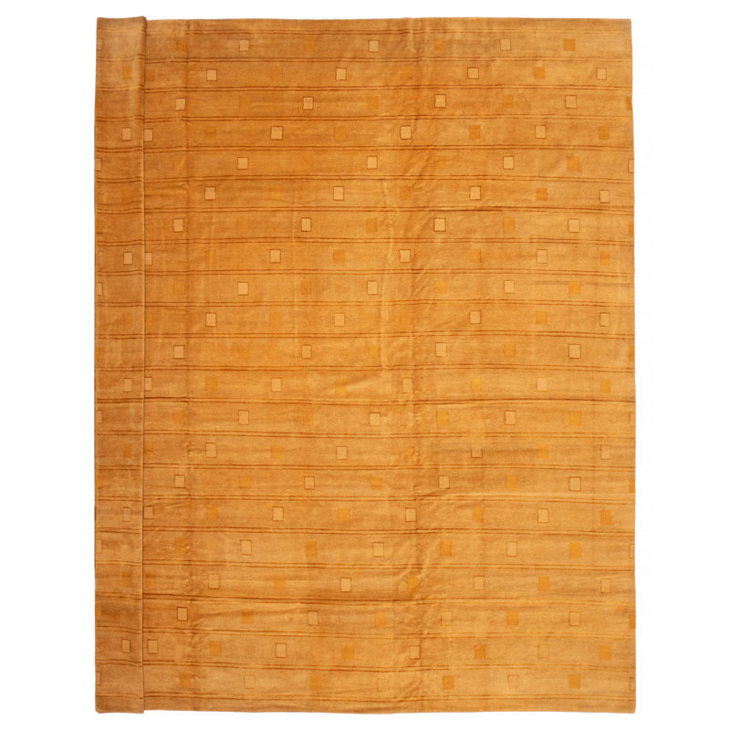 Tapis orange noué à la main unique 14 pi 10 po x 16 pi 5 po One of Kind