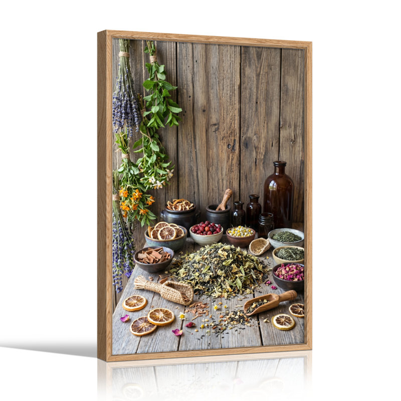 Ensemble de 1 tableau sur toile « Jardin d'herbes aromatiques », 24"H x 18"W, Naturel