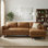 Morrison Mid Century Right Sectional 102 inch Wide Sofa Sectional in Caramel Brown Top Grain Genuine Leather