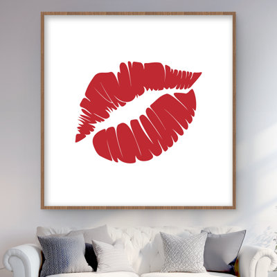 Red Lipstick Mark - Framed Matted Print for Home Decor