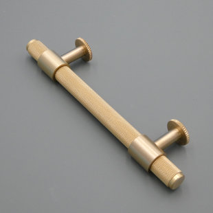 Solid Brass Knurled Cabinet and Drawer Pulls with Round Base