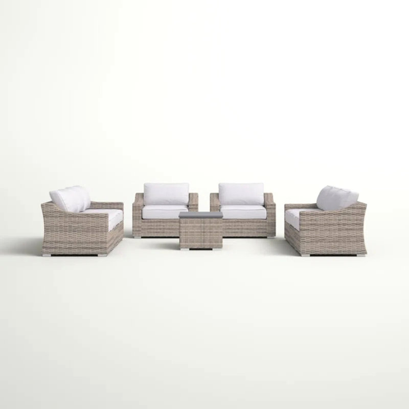 Ensemble modulaire de patio en osier toutes saisons 8 pièces - pré-assemblé avec coussins