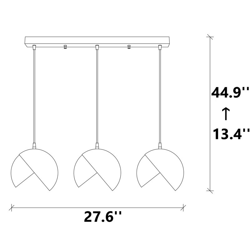3 - Light Black,Gold LED Kitchen Island Pendant