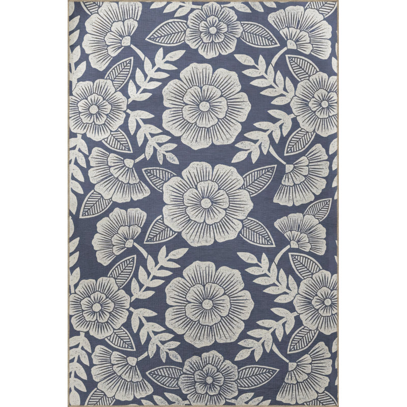 Tapis décoratif moderne à motif floral rose et bleu-beige, Tapis de couloir 3 pi 3,37 po x 9 pi 10,11 po