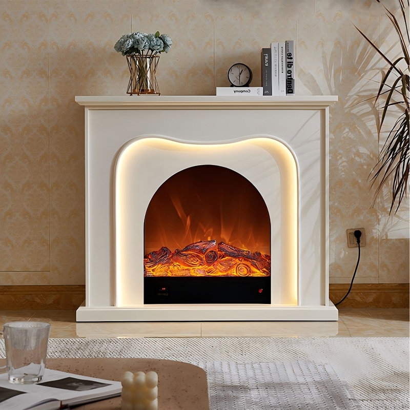 47.24"Modern Minimalist White Fireplace Mantel