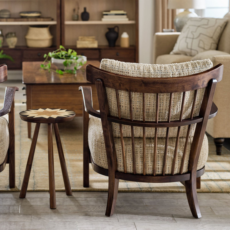 Hudson Valley Wood-Frame Chair, Brown Polyester Blend