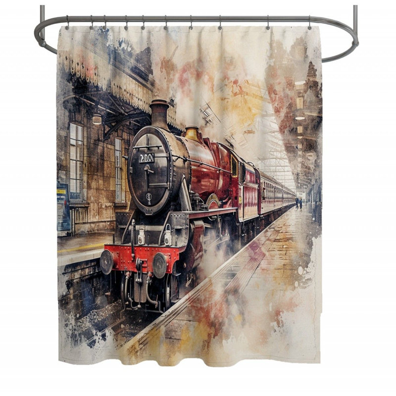 Train Transportation Warm Shower Curtain, 83"H x 70"W