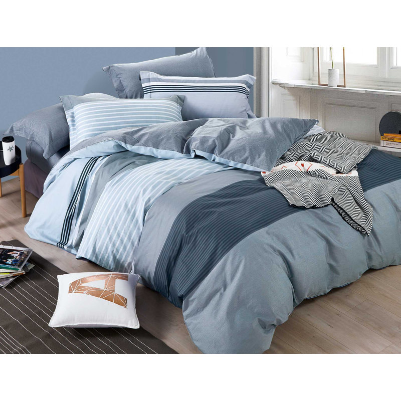 Williams Cotton Channel Striped Comforter, King Comforter + 2 King Shams