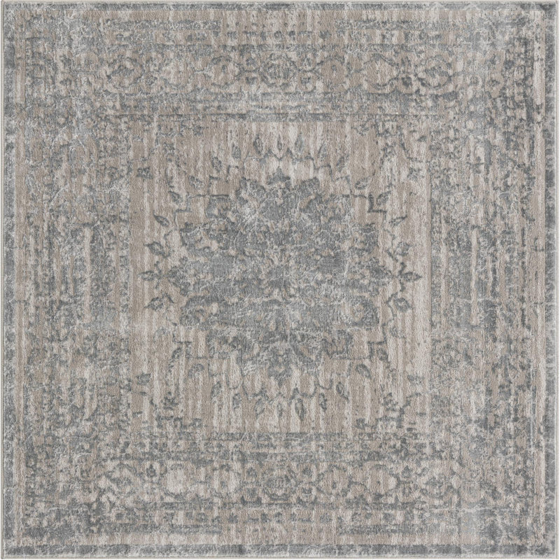 Tapis transitionnel Glencoe de couleur orageuse, Carré 5 pi 3 po x 5 pi 3 po