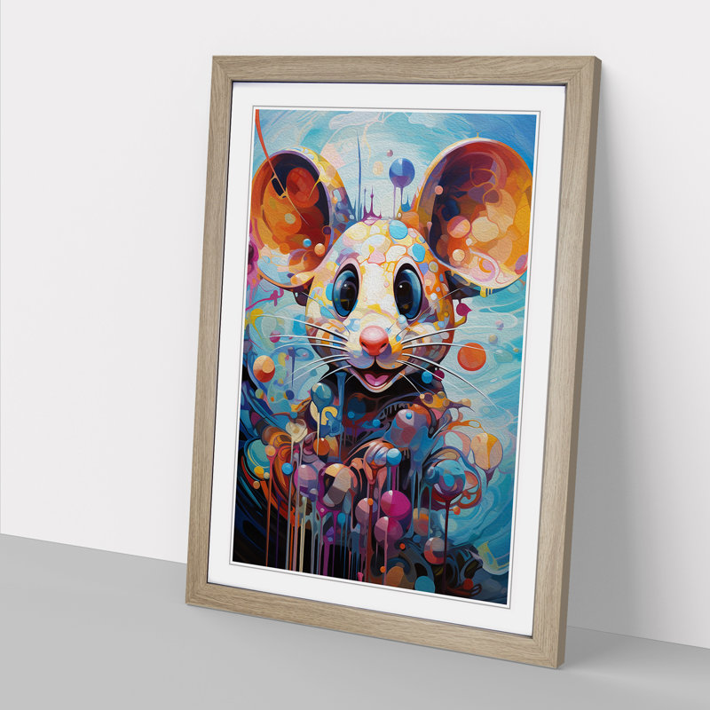 Mouse Abstract No.3 - Single Picture Frame Print on Wood, 46cm H x 34cm W x 2cm D, Oak