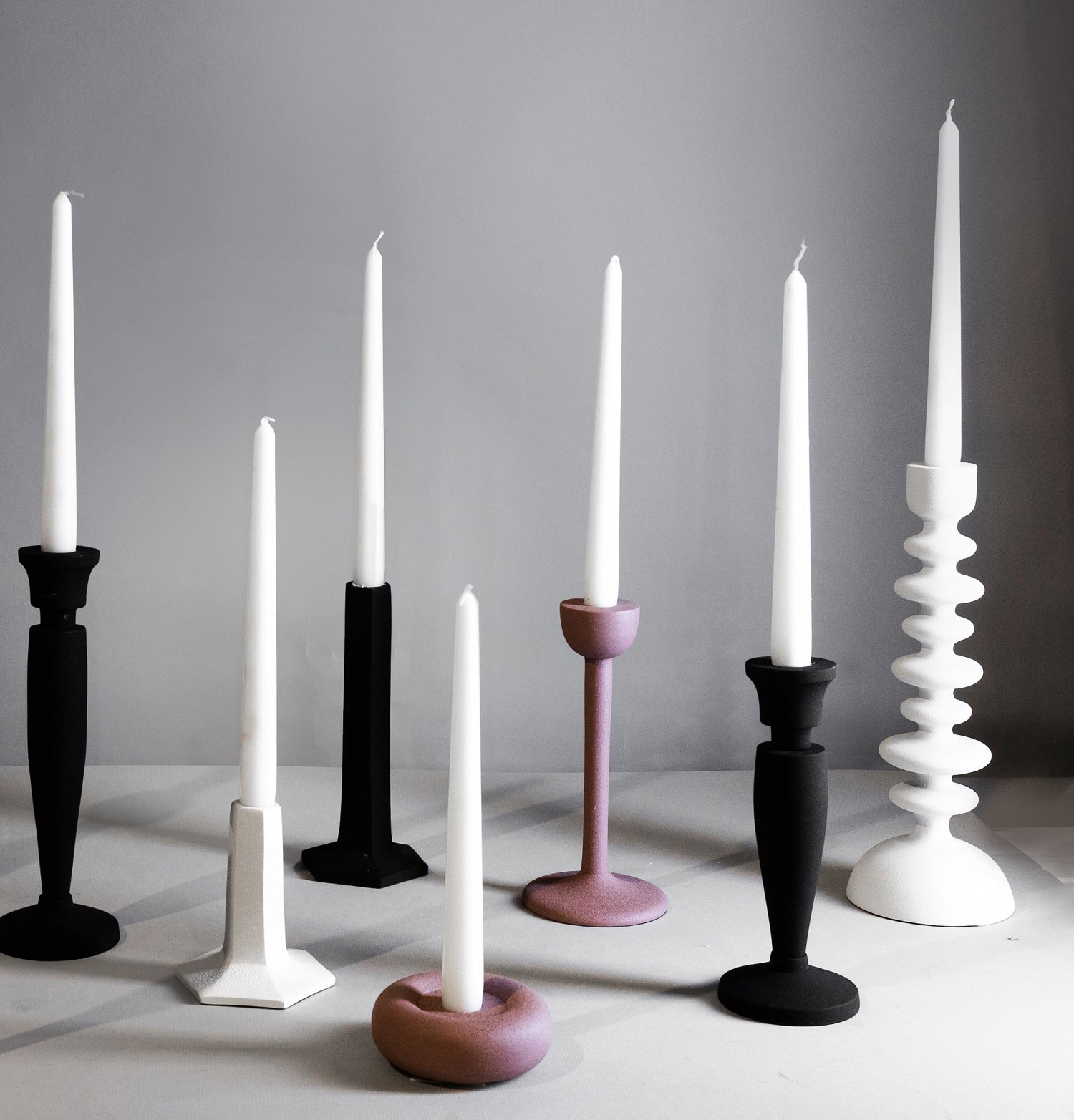 Giedre Aluminum Candlestick Holder, 12.25" H x 4.5" W x 4.5" D, White