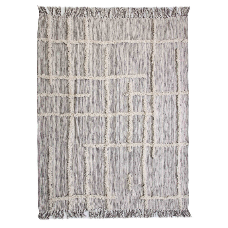 Gray Woven Cotton Striped Throw Blanket