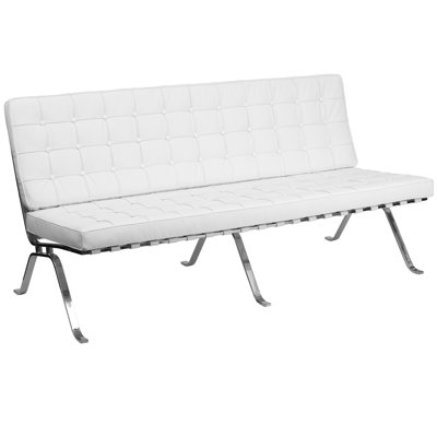 Massaline LeatherSoft Button Tufted Armless Sofa with Designer Curved Legs