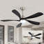  Ventilateur de plafond de 52 po avec lumière et télécommande, moteur à courant continu silencieux réversible à 6 vitesses, lumière DEL à 3 températures de couleur, 3 réglages de minuterie, hauteur réglable pour grande pièce, chambre à coucher, salon, noir-1014727064-1014727067