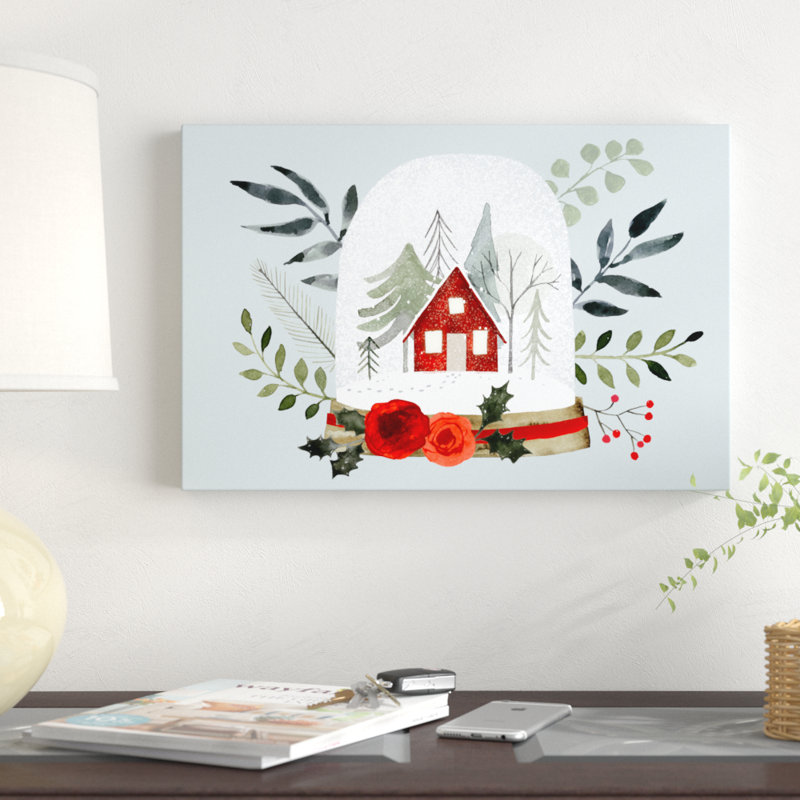 Snow Globe Village Collection A by Victoria Barnes - Graphic Art Print, 30cm H x 46cm W, Wrapped Canvas