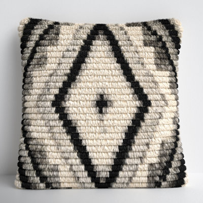 Cyan Geometric Wool Throw Pillow
