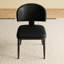 Grande table de salle à manger rectangulaire, 6 à 8 personnes, 71 po x 35,4 po, hauteur de 30 po, chaises en cuir noir, pierre frittée, acier inoxydable, base en acier Scratch, peau