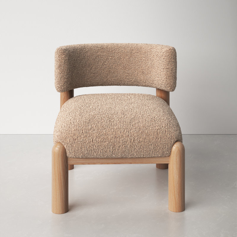 Lilou Upholstered Barrel Chair, Light Brown