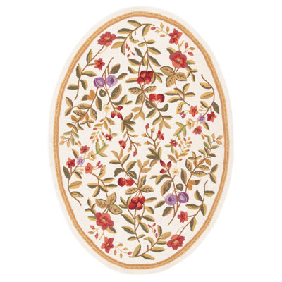 Kinchen Hand Hooked Wool Pile Floral Rug