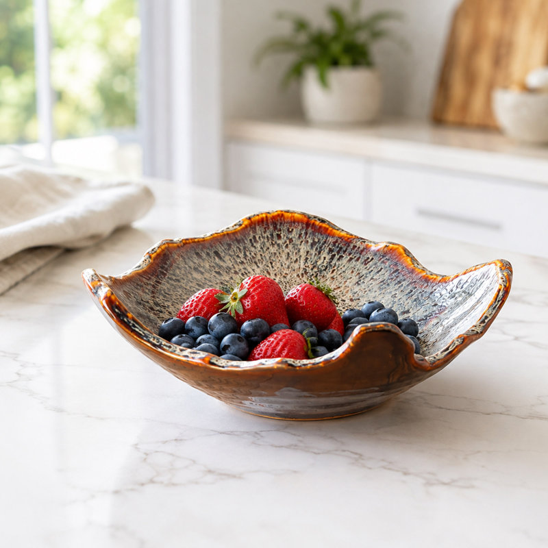 8" Ceramic Reactive Glaze Decorative Bowl