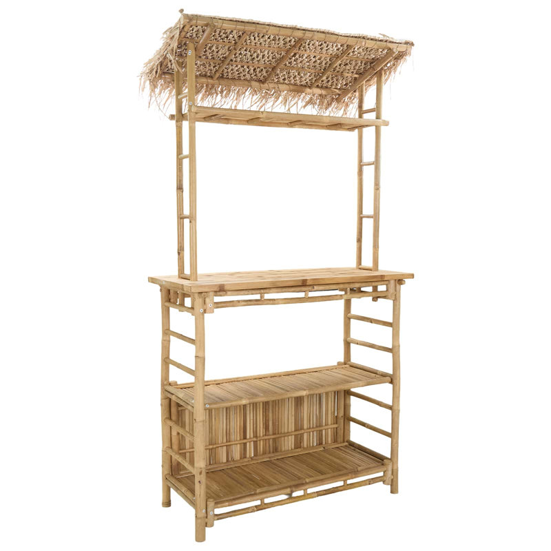 Table de bar d'extérieur vidaXL naturel en bambou 43,31 x 19,69 x 82,28, 82.28" H x 43.31" W x 19.69" D