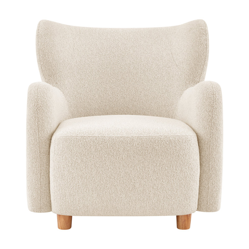 Lannion Upholstered Wingback Armchair, Beige Polyester