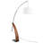 Robyn Mid-Century Modern Floor Lamp in Walnut Wood and Black Metal with White Linen Shade