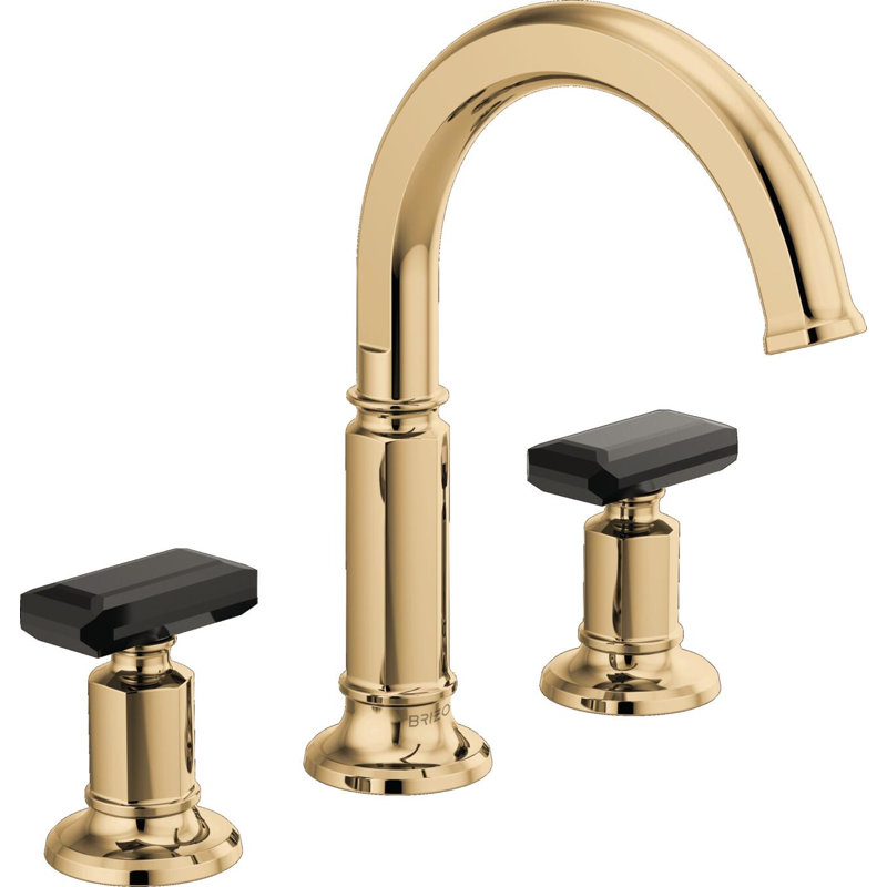 Invari™ Widespread Lavatory Faucet with Arc Spout, Polished Gold, 1.5 GPM, Knob Handle