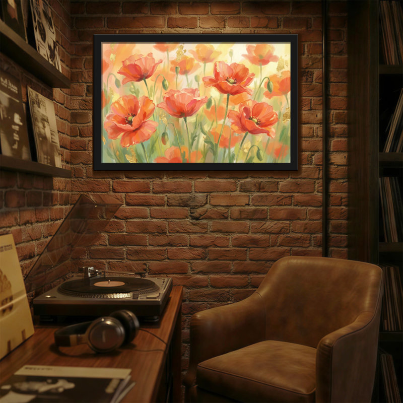Plantes et fleurs, coquelicots, impression sur toile, 24” H x 36” W