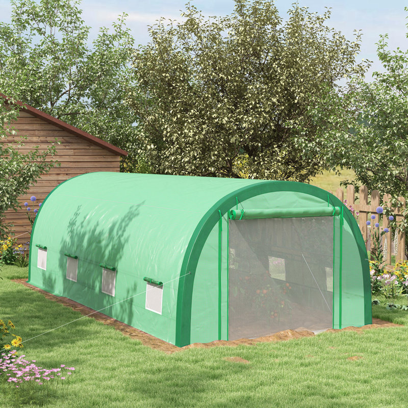Walk-in Polytunnel Greenhouse, Upgraded Structure, 196cm H x 591cm W x 300cm D