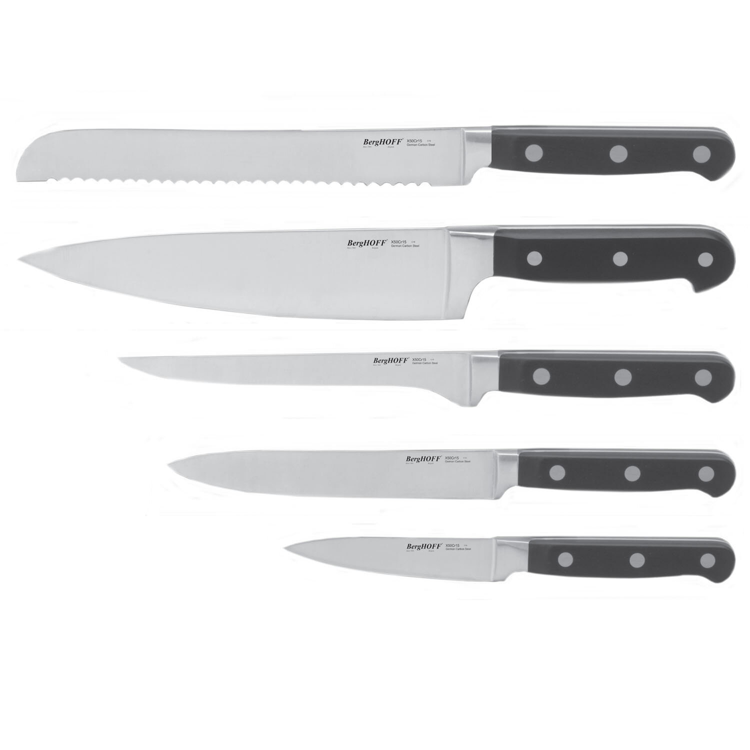 BergHOFF International Contempo 5pc Stainless Steel Knife Set with Case