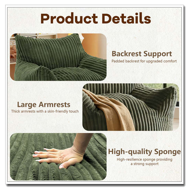 Sofa Chair with Ottoman, Green