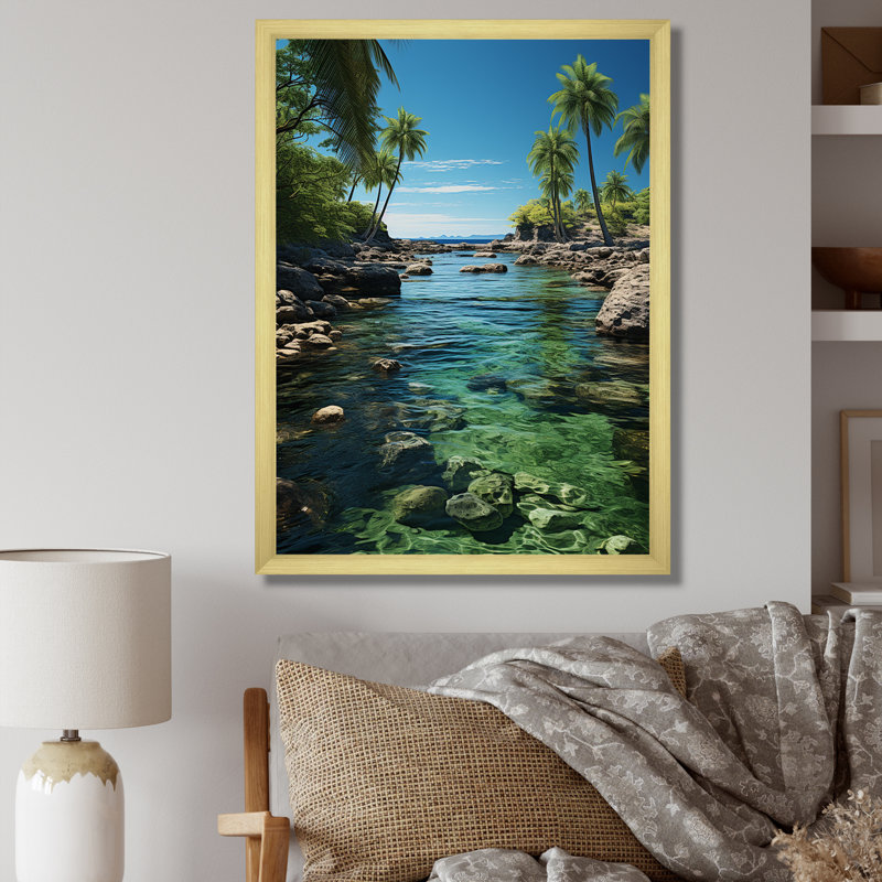 Cuba, paradis vert sur toile, Cadre doré simple, H 44 po x l 34 po x P 1,5 po