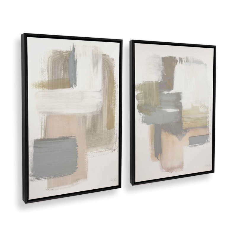«Beige Ballet», 2 pièces, Cadre noir satiné, H 30,75 po x l 20,75 po x P 1,75 po