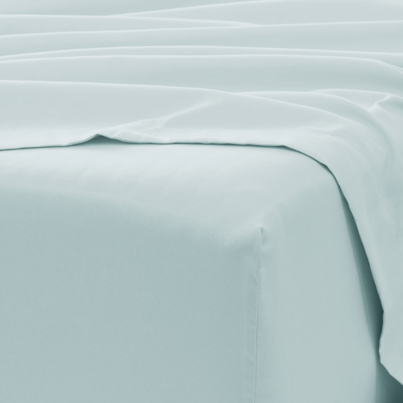 Sateen Double Brushed Microfiber Sheet Set, King Sheet Set + Fitted Sheet + 2 Pillowcases, Sky Blue