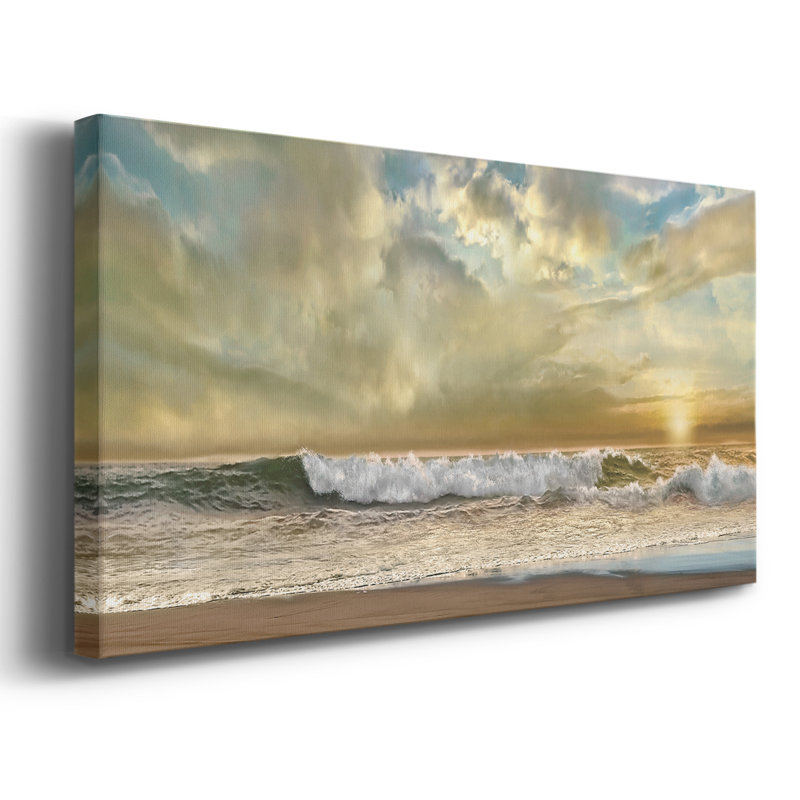 Vague du soir - Toile tendue avec châssis encadré - Prêt à accrocher, H 25 po x l 49 po