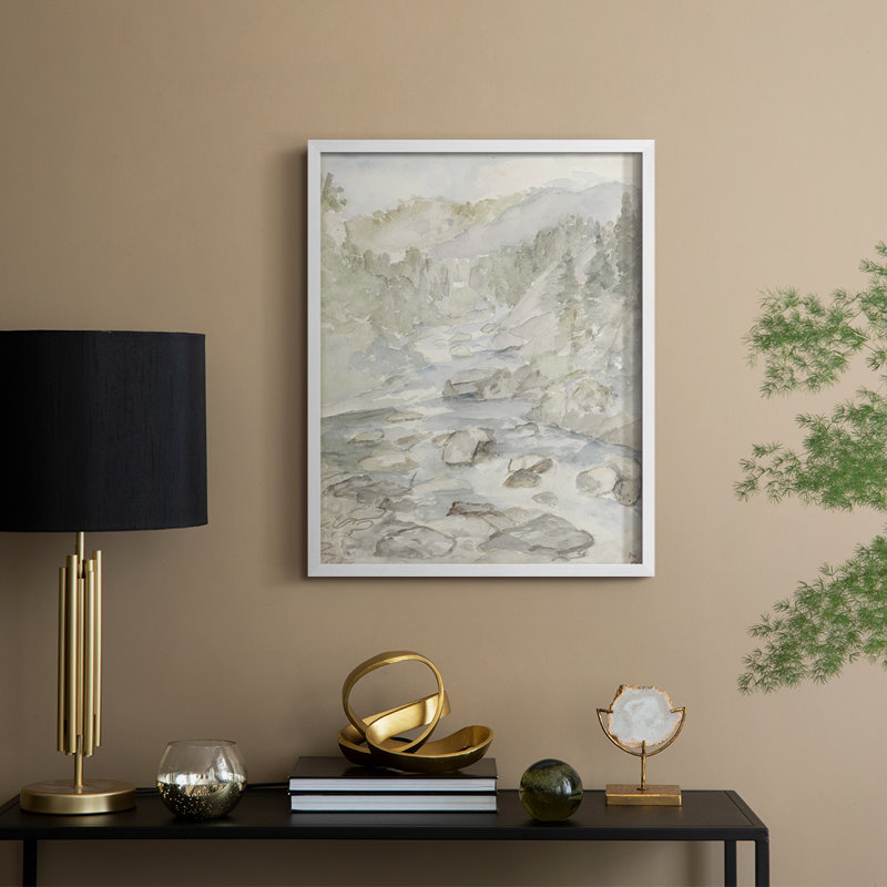«Vintage Landscape CXVI», reproduction encadrée - bois massif, Blanc, H 15 po x l 12 po