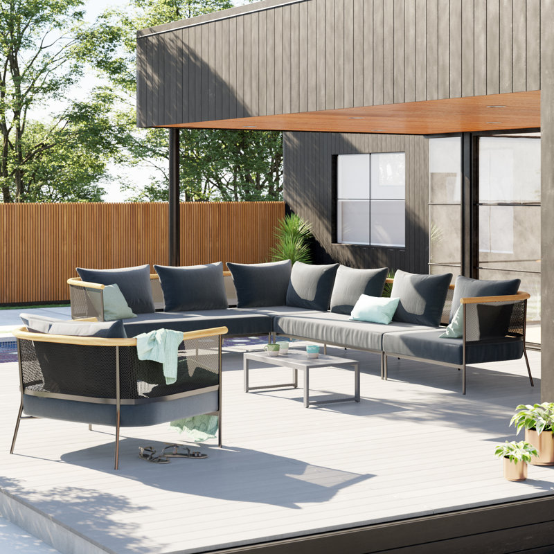 Canapé modulaire de patio avec coussins, Oui, Vert Panamone, Vert pastel