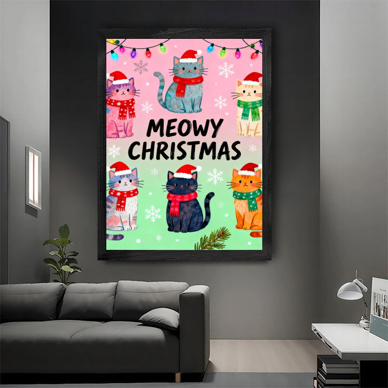 Cadre de Noël noir encadré noir fantaisiste, H 37 po x l 25 po