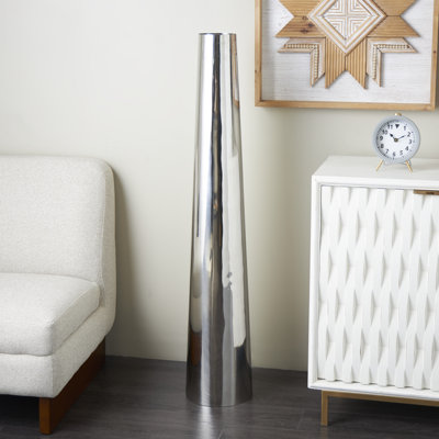 Tavistock Stainless Steel Metal Minimalistic Tall Floor Cone Decorative Vase