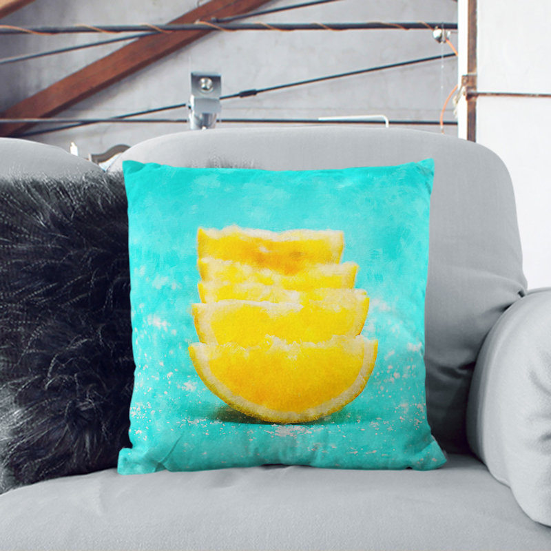 Lemon And Salt Square Throw Cushion, 40cm H x 40cm W x 15cm D, Black
