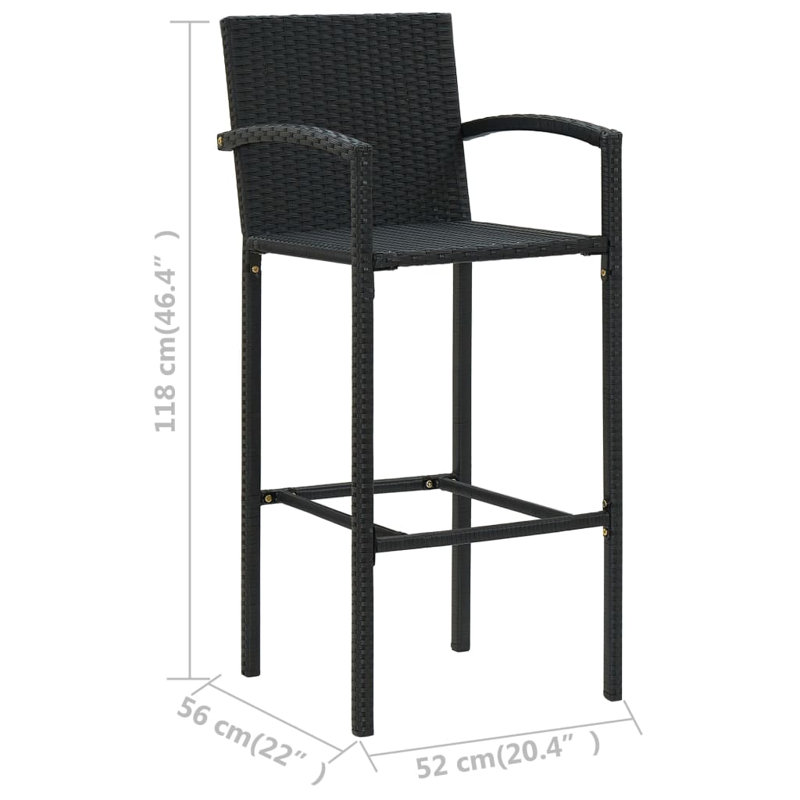 Tabouret de bar 30,5 po Khiandra, Noir, H 31,5 po