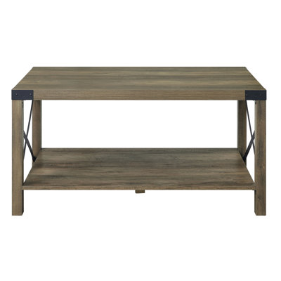 Table basse rustique en chêne avec tablette inférieure