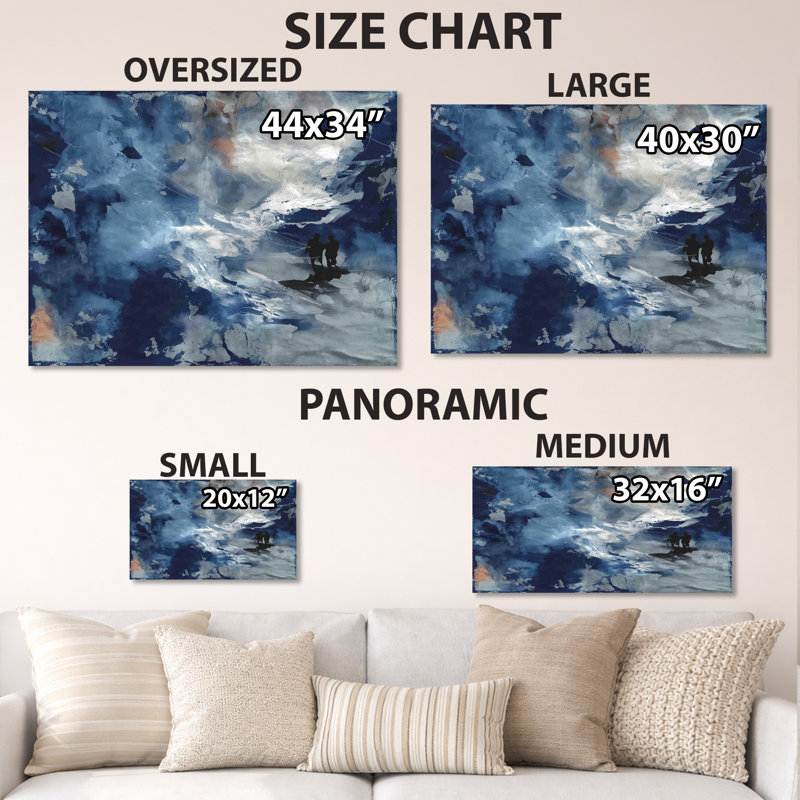 «Blue White Sturdy Guardians Accents With Grey», reproduction d'art abstraite sur toile, L 40 po x H 30 po