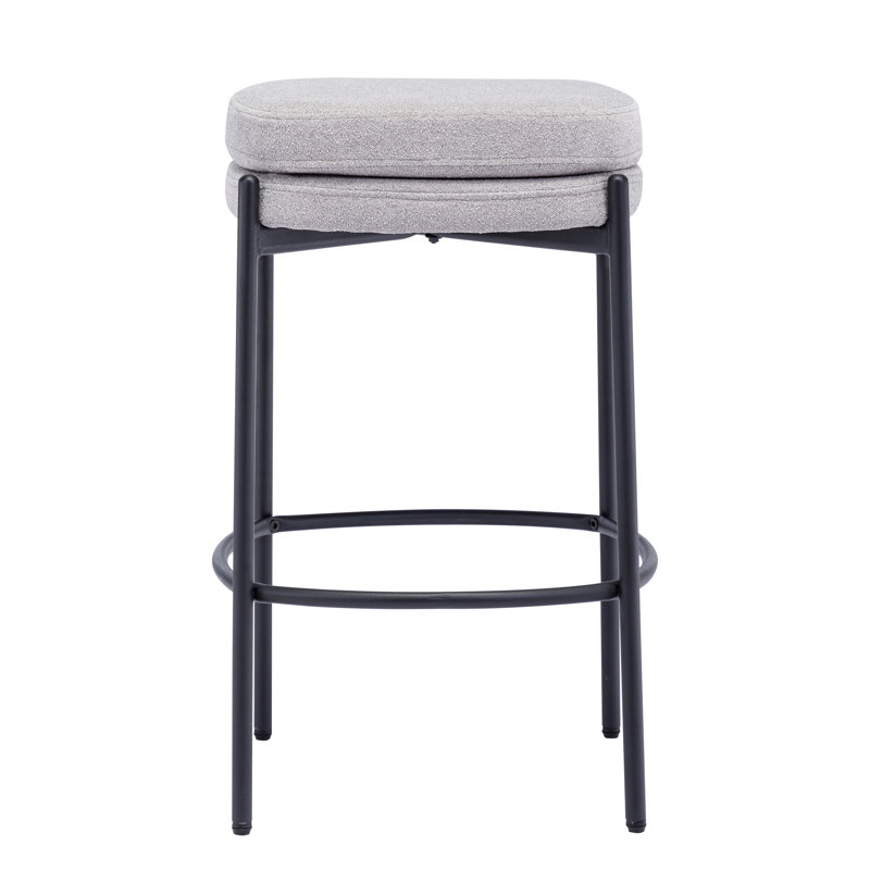 Breayna Upholstered Counter Stool with Metal Frame, Gray