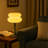 Beige Glass “burger” Table Lamp With Tri-color E26 Bulb, Plug-in Design