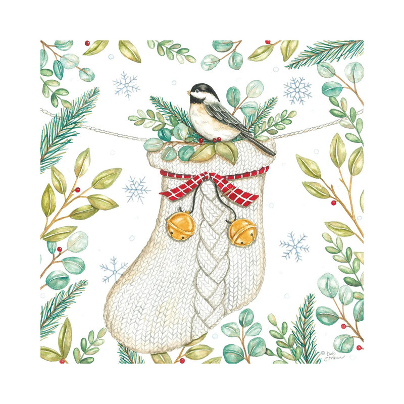 Jingle Bell Chickadee - reproduction d'art sur toile tendue