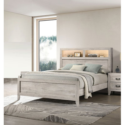 Practical Queen Size Bed With Headboard Shelves And Lighting, Ideal For Modern Bedrooms Seeking Comfort And Functionality